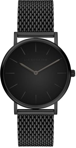 LIEBESKIND BERLIN damklocka – Runde Quarzuhr 34 mm – Mesharmband – 5 ATM vattentät – Modern & elegant – Svart/Braun