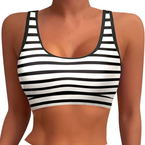Generisch 2026 Reggiseno sportivo da donna Top bikini Racerback, parte superiore da nuoto con allacciatura al collo, costumi da bagno Top imbottito Crop Top Costume da bagno