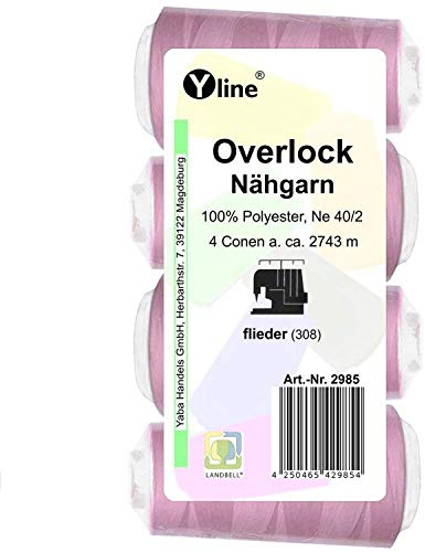 4 Stück Spulen Overlock - Nähgarn, flieder, a. 2743 m, NE 40/2, 100% Polyester, Nähfaden, Nähmaschinen Garn, (0,01 € / 10 m), 2985