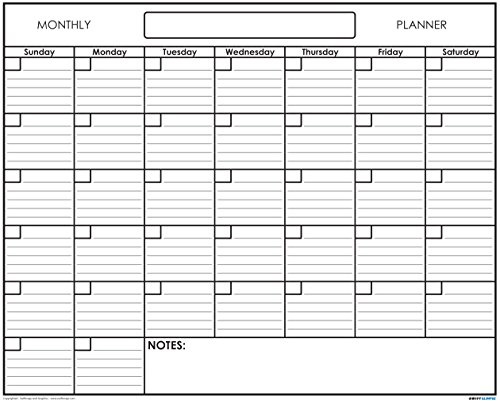 24 x 30 Erasable Undated One Month Laminated Wall Calendar Monthly Planner Blank Reusable Perfect for Organizing Home Office Academic Schedules