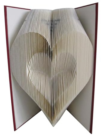 Buchfaltkunst Seidl gefaltetes Buch Herz im Herz als Geschenk, z.B. für Hochzeit/Jahrestag/Hochzeitstag/Valentinstag/Geburtstag, oder als Dekoration