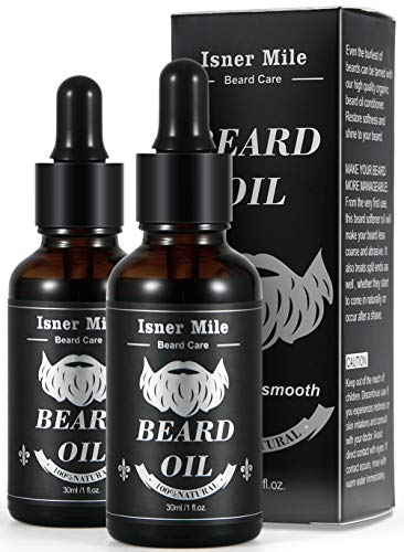 Upgraded 2 Pack Beard Oil Serum Conditioner for Men Beard Mustaches Growth, Soften, Moisturizing & Strengthen - 100% Pure Natural Ingredients