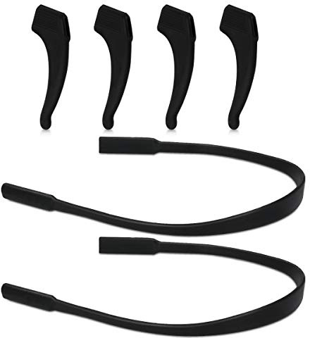 kwmobile Set med 4 x silikonglasögonhållare - 2 x gummiband med elastisk anti-halk för sportträning - pennbandsfäste för glasögon svart