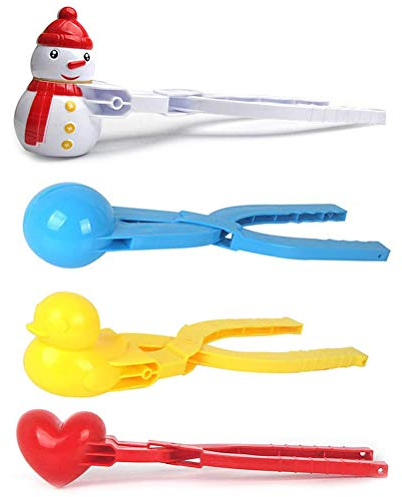 Fangteke Schneeballformer Liebesherz Ente Schneemann Kugelförmiger Schneeballzange Schneeballmacher Sandform Schneeballschlachten 4 STK
