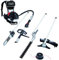 Scheppach 5904805903 Backpacker 4 in 1 = Motorsense, Rasentrimmer, Heckenschere, Hochentaster | Benzin Multitool mit 2 Taktmotor und 51,7 cm³ auf „Rucksack“ | 1,3 kW (1,8 PS), 16,5 kg