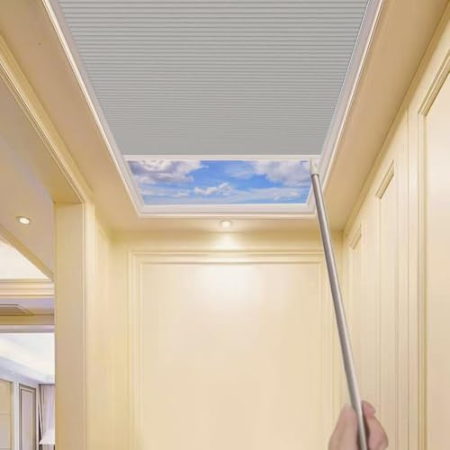 TIPIACE Manual Skylight Blinds, Cellular Shades (Full Blackout-Grey 21E) | Cellular Honeycomb Blinds, Blocks Harsh Sunlight and UV Rays, Warm in Winter and Cool in Summer for Inclined Roof Windows