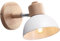 iDEGU Aplique de Pared Moderno, Lámpara Simple E27 para Dormitorio, Iluminación Interior en Madera y Hierro Ajustable, Foco para Pasillo y Sala de Estar (1 Pieza, Blanco)