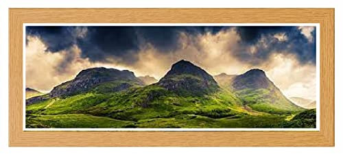 Flat Photo Frames Panoramic Picture Framers Real Wood Poster Frames Oak 20cm x 40cm Acrylic Glass Wall Decoration Frames