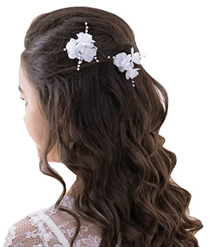Haargesteck Haarschmuck Kommunion Hochzeit Haarklammern Braut SET Weiß