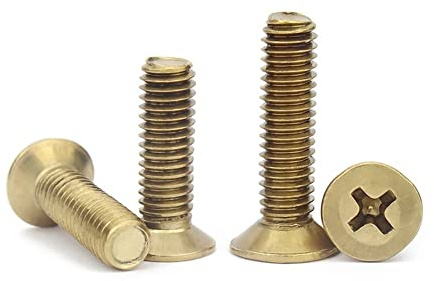 FEEIMOL Messing Senkkopfschrauben Kreuz Flachkopf Maschinenschrauben M4x8mm (40 Stück)