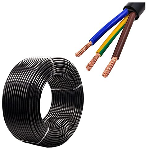 NEPIAN 18/17/15/13/11/9 AWG 2/3/4/5 Kerne 1 Meter RVV-Kabel Steuersignalleitung Kupferdraht Schwarz ummanteltes PVC-Elektrokabel Netzkabel Leisurely (Size : 3Cores 1Meter, Color : 11 AWG)