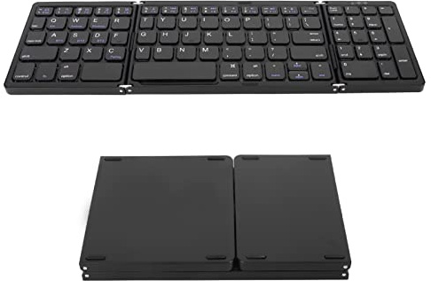 Clavier Bluetooth Pliable, Clavier sans Fil à 3 Volets Mini Clavier Pliable Portable, Clavier de Poche Ultra Fin Rechargeable pour OSX pour Android pour (Noir)