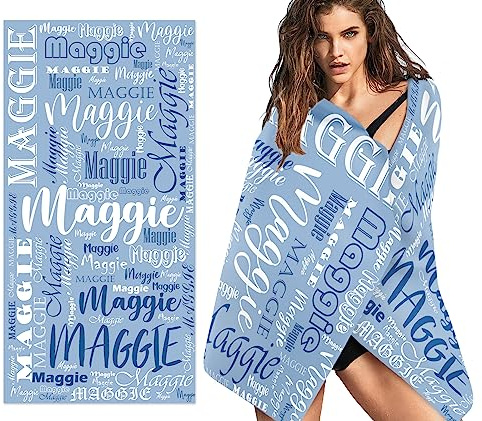 papasgix Badetuch mit Namen 76x152cm Mikrofaser Personalisiertes Strandtuch Leicht und Schnelltrocknend Saunatuch Badehandtuch Duschtuch für Reise, Strand, Sauna