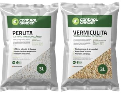 CONTROL GARDEN Pack Perlita 3L + Vermiculita 3L | Sustrato para Plantas y Cultivos Interior y Exterior | Fabricado en España