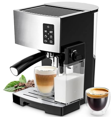 LoKori Fully Automatic Espresso Machine 19 Bar, Latte and Cappuccino Maker with Professional Milk Frothing Nozzle, Coffee Maker with Removable Water Tank 1240w - Coffee Gifts