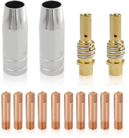 Xiciki 14Pcs 0,8mm Accessoires pour MIG MB15AK, Buse de Gaz de Contact de Torche de Soudure, Porte-embouts Difuseur, Embouts de Contact en Cuivre pour Consommables de Torche de Soudage MIG/MAG