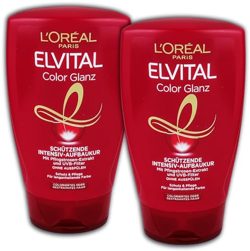 2 er Pack L'Oreal Paris Elvital Sofort-Aufbau-Kur Color Glanz - Intensive Pflege für langanhaltenden Farbschutz 2 x 125ml