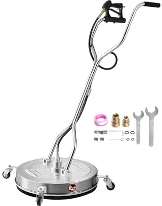 VEVOR 612 mm högtryckstvätt ytrengörare, ytrengöringsfäste i rostfritt stål med 4 hjul, max. 276 bar, 0,95 cm anslutningsstycke, 2 spraymunstycken för betongterrass gångvägar