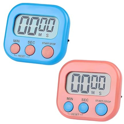 2PCS Digital Timer, Kitchen Timer Clock, Minute Cooking Timers Cooking Minute Seconds Count Up Countdown for Kids Kitchen Cooking Classroom Gym Study Teeth Cleaning Children (Blue,Pink) ﻿