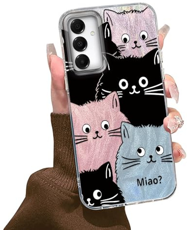 Tedyhulle Fodral för Samsung Galaxy A16 5G/4G, med glansig, söt kattdesign, trendig, mjukt, smalt TPU-skal, stötsäkert, reptåligt, glittrigt skyddsskal för kvinnor och flickor
