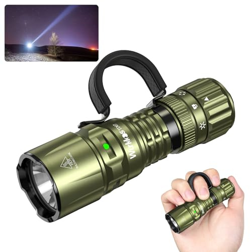 Wurkkos TD07 taktisk ficklampa, LED ficklampor extremt ljus, 1 300 lumen ficklampa LED uppladdningsbar, turbo/stroboskop ögonblicksljus, IP68 vattentät ficklampa för nödcamping (grön)