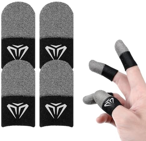 OUDQFCJ 4Pezzi Gaming Finger Sleeve, Guanti Gaming Traspiranti e Antisudore, Ultra Sensibili per Touchscreen, Compatibili con Telefoni da Gaming
