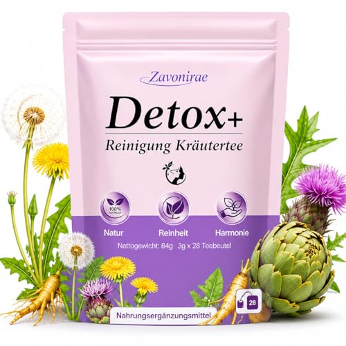 Detox Tee zum Abnehmen- 28 tages Kräutertee Mit pflanzlichem Leber Komplex aus Mariendistel, Artischocke & Löwenzahn, Für Verdauung, Balance & leichtes Körpergefühl – für deine tägliche Routine