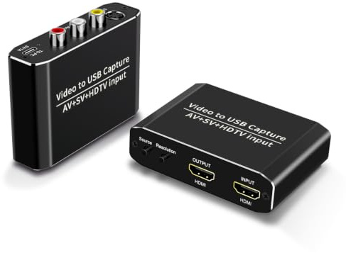 Convertisseur Video 3 en 1 S-Video AV Capture 1440p pour Numeriser VHS