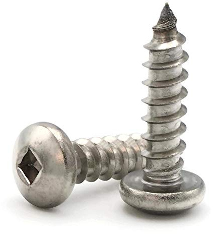 Square Drive Pan Head Sheet Metal Screws 18-8 Stainless Steel - #8 x 1 Qty-250