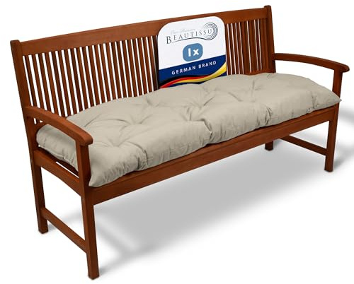 Beautissu Coussins pour banc Flair BK 100 x 50 x 10 cm Confortable rembourré Banc de jardin/Balançoire Hollywood Beige