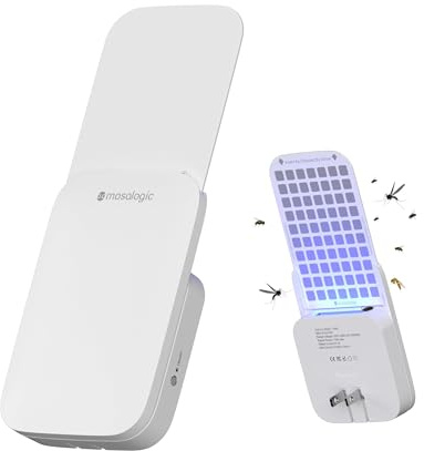 Mosalogic Fruit Fly Traps for House Use Gnat Trap Flying Insect Trapper Plug-in Mosquito Killer Indoor Gnat Moth Catcher Fly Tapper with Night Light UV Attractant Catcher for Home Office White-1PACK