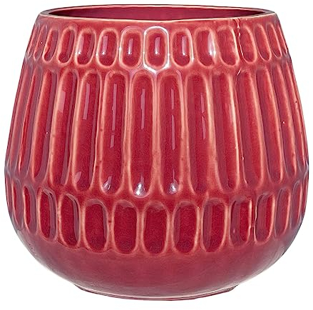 Nordring Retro Übertopf Vintage Pflanztopf für Zimmerplanzen Blumentopf Riff L (16,5 cm ø), rot, Keramik