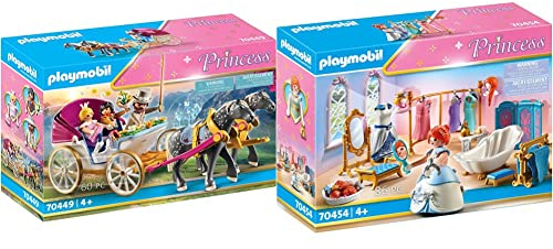 PLAYMOBIL Princess 70449 Romantische Pferdekutsche, Ab 4 Jahren & Princess 70454 Ankleidezimmer mit Badewanne, Ab 4 Jahren