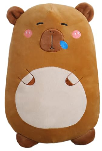 Kekeso Cuscino di Peluche Capybara, Cuscino Abbracciante Animale Capybara Impagliato,45cm Carino Capybara Corpo Cuscino per Bambini,Capybara-Marrone