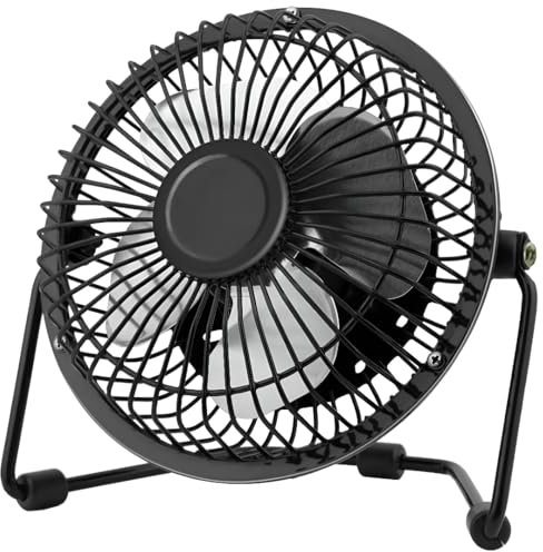 UBOON Ventilador de Mesa 6'' (15 cm) – Compacto y Potente, 20W, 2 Velocidades, Aspas Metálicas, Ajustable, para Escritorio, PC, Oficina o Hogar – Color Negro/Gris