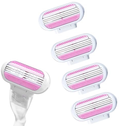 JEYORZY 4 Stück Damenrasierer, Anwendbar rasierklingen damen, Smooth Ersatzklingen Damenrasierer, Von Schutzkissen Umgebene Klingen, Die Sich Der Körperkontur Anpassen, Rasierklingen damen
