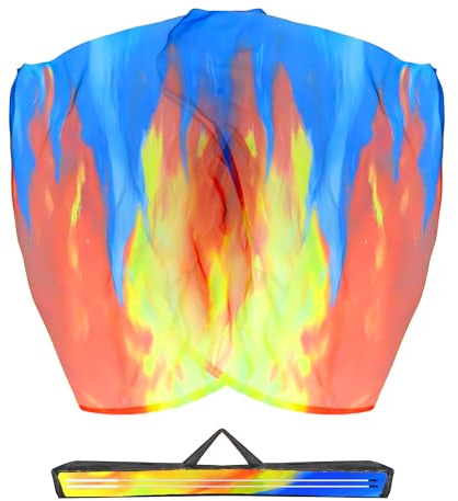 Baisdan Banderas de adoración de agua bendita y fuego de 55 x 45 pulgadas con varillas flexibles, banderas de baile de alabanza y adoración para adoración profética, danza cristiana de iglesia