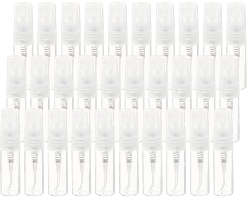 3 ml decants perfumes, 30 pcs frascos de muestra de perfume, atomizadores de perfume, minibotellas con pulverizador, rellenables, transparentes, mini botellas alcohol, para perfume líquido