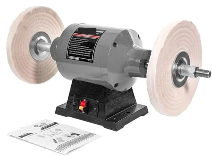 Slipmaskin för polering, 10 elektrisk bänkpolermaskin, buffertslipmaskin med dubbla pads och buffertpolermaskin, 750W för smycken, metall, trä