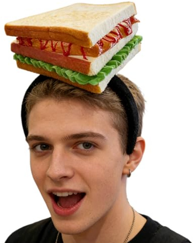 Diadema realista de pan con aspecto, divertido sándwich novedoso para el pelo disfraz tocado | Accesorios de fotos para cosplay y para la cabeza - para temáticas actuaciones