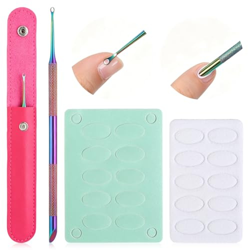 HJZHII Nagelhautschieber Doppelendig, Manikürestäbchen mit 2 Blatte Schleifpapier Nagelhautentferner Edelstahl Cuticle Pusher Tool Nagelschieber Werkzeug Nail Art Cuticle Remover Nagelpflegeset