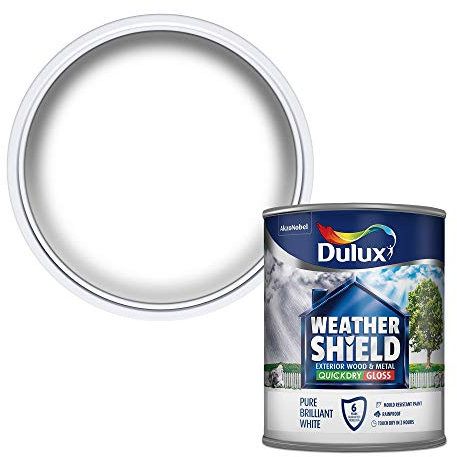 Dulux, pintura satinada protectora contra el clima de secado rápido, 2,5 l, color negro, blanco, 750ML