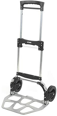 STIER Sackkarre klappbar, Aluminium Transportkarre, Belastbarkeit bis 120kg, Stapelkarre zum Transportieren, Treppenstufen-geeignet, Getränkekisten- und Paket-Transport