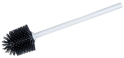 WENKO Toalettborste i silikon, ersättningsborste för toalettbeslag med antibakteriellt handtag och utbytbart silikonborsthuvud för hygienisk rengöring av toaletten, (B x D x H): Ø 7,5 x 35 cm, vit