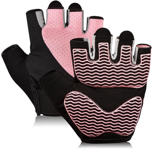 sunnex Workout Gloves for Women - Breathable Weight Lifting Gloves with Non-Slip Silicone Padding, Fingerless Gym Gloves for Cycling, Rowing, Pull Ups & Training (4 Sizes)