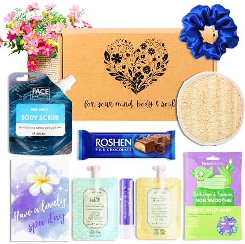 SPA & RELAXATION Pamper Gifts for Women, Pamper Sets for Women Gifts, Birthday Gift for Woman, Pampering Hamper for Her, Birthday Pampering Spa Sets for Woman, Mother’s Day Present (Blue)