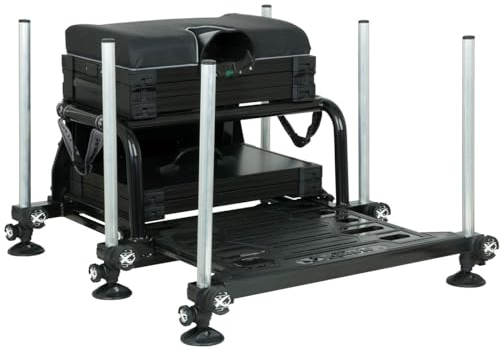 Fox Matrix S25 Superbox Black - Sitzkiepe, Angelausrüstung für das Matchangeln, Sitzhocker für das Stippen auf Friedfische