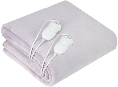 briebe Surmatelas Chauffant Électrique 2 Places 150 x 160 cm 3 Niveaux de Température, Chauffage Rapide, Lavable, Doux, Doublure Polaire Gris, 120W, EB1131