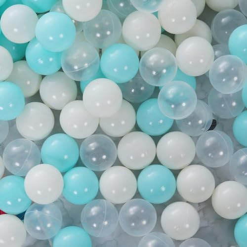 PlayMaty 100 Stück bunte Pit Bälle ohne Phthalate und BPA aus Crush-Proof-Stress-Bällen für Kinder-Spielhaus-Pool Ball Pit Zubehör, 2,16 Zoll (100 Bälle-Blau)