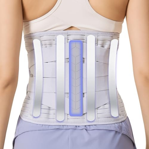gatmove Busto Ortopedico Lombare, Fascia Lombare Supporto con 6 Stecche Metalliche+1 Silicone con 3D Massaggiante e Tessuto Traspirante, Cintura Lombare per Sport/Lavoro Uomo/Donna -M